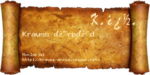 Krauss Árpád névjegykártya